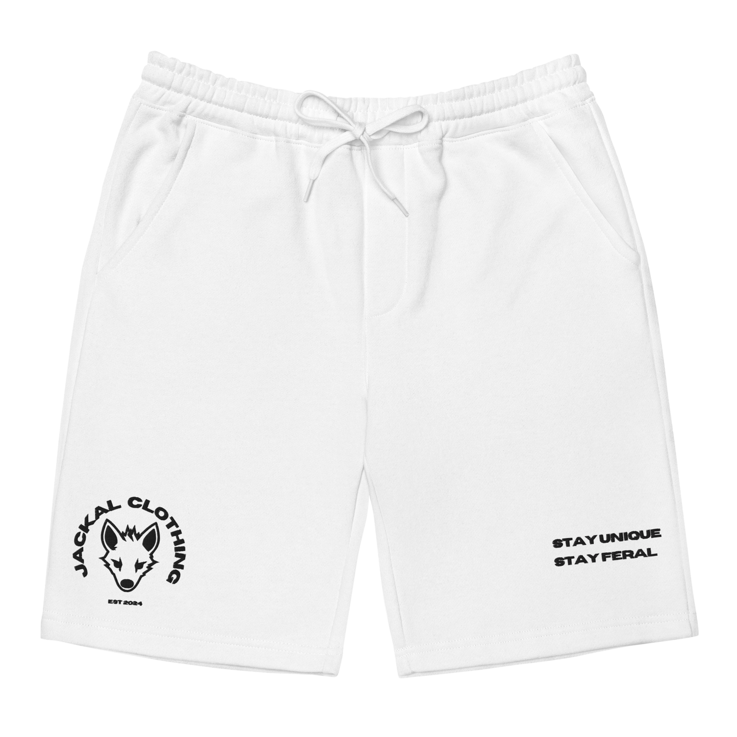 "STAY UNIQUE, STAY FERAL" Embroidered Fleece Shorts (Mori)
