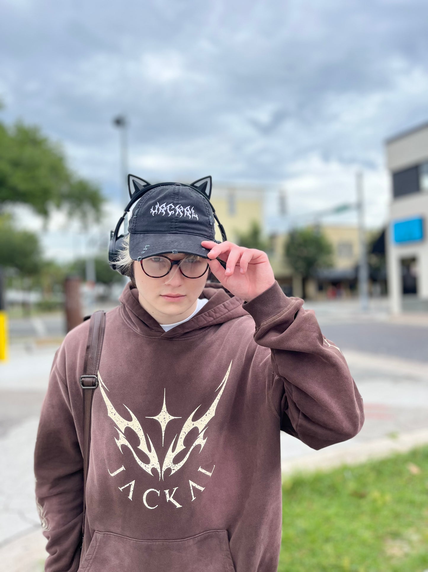 "Jackal Worldwide" Sunfaded Hoodie (Mori)