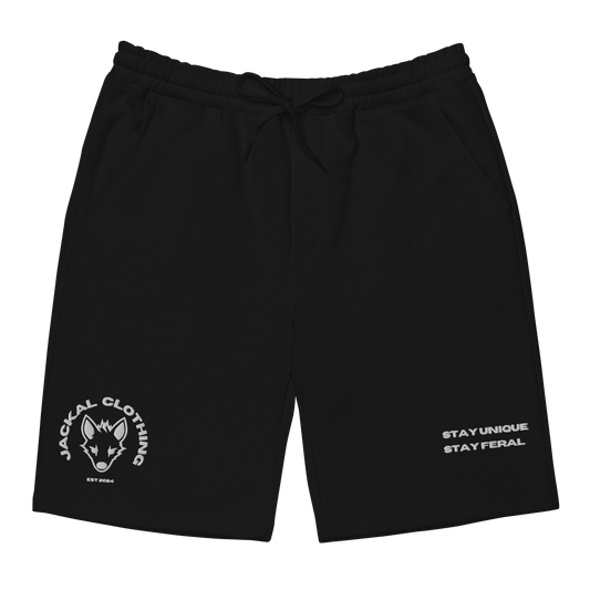 "STAY UNIQUE, STAY FERAL" Embroidered Fleece Shorts (Mori)