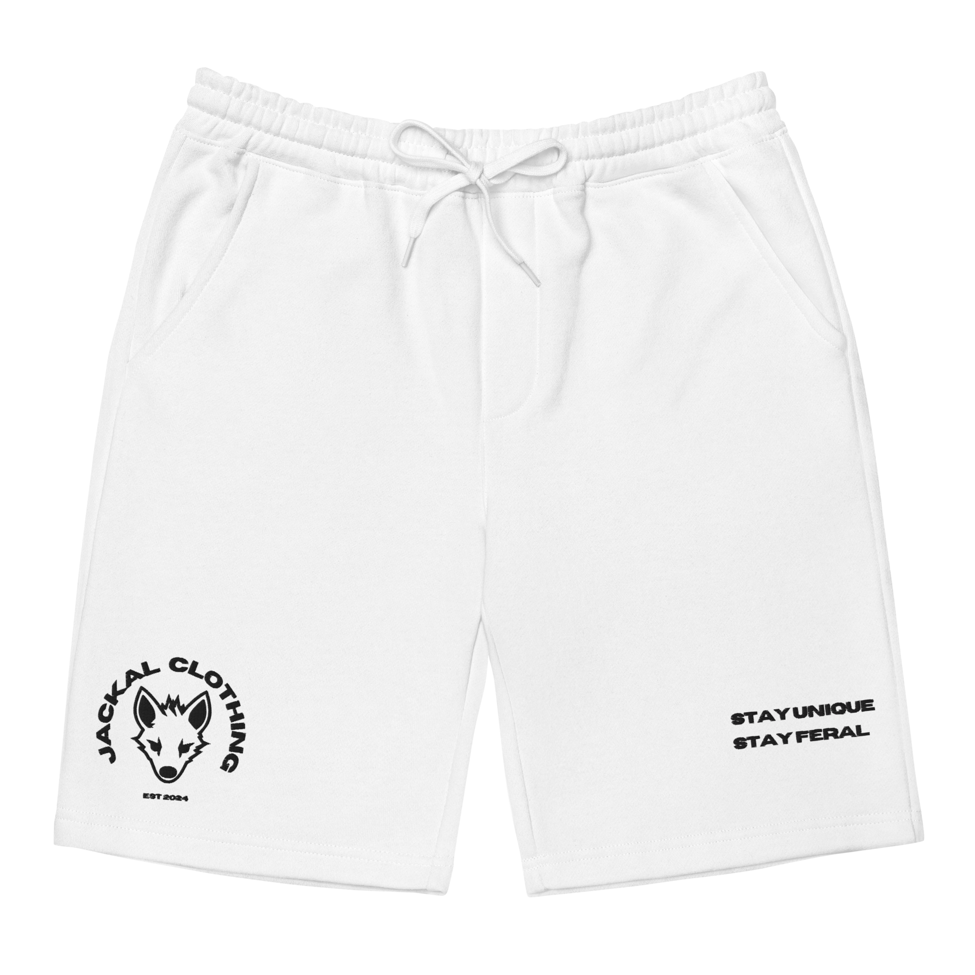 "STAY UNIQUE, STAY FERAL" Embroidered Fleece Shorts (Mori)